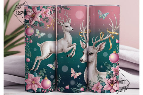 Magical Christmas Deer 20oz Tumbler Wrap Sublimation sassyprint 