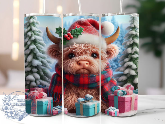 Magical Christmas Highland Cow Tumbler, Magical Holiday Wrap, Festive Cow Sublimation Design, Cute Highland Cow Cup, 20Oz Skinny Tumbler Wrap, Rustic Christmas Mug, Whimsical Holiday Cow Design Sublimation ToriDesigns 