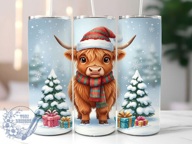 Magical Christmas Highland Cow Tumbler, Magical Holiday Wrap, Festive Cow Sublimation Design, Cute Highland Cow Cup, 20Oz Skinny Tumbler Wrap, Rustic Christmas Mug, Whimsical Holiday Cow Design Sublimation ToriDesigns 