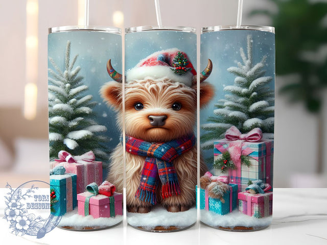 Magical Christmas Highland Cow Tumbler, Magical Holiday Wrap, Festive Cow Sublimation Design, Cute Highland Cow Cup, 20Oz Skinny Tumbler Wrap, Rustic Christmas Mug, Whimsical Holiday Cow Design Sublimation ToriDesigns 