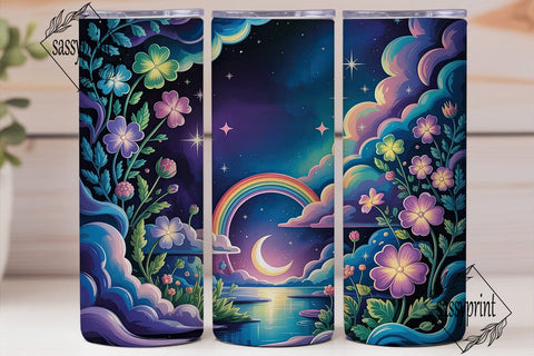 Magical Clover Rainbow 20oz Tumbler Wrap Sublimation sassyprint 