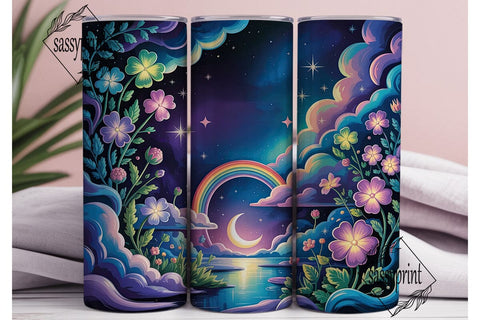 Magical Clover Rainbow 20oz Tumbler Wrap Sublimation sassyprint 