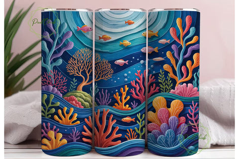 Magical Coral Reef 20oz Tumbler Wrap Sublimation PixelChick 