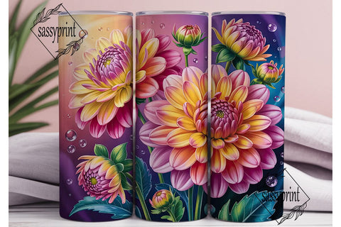 Magical Dahlia 20oz Tumbler Wrap Sublimation sassyprint 