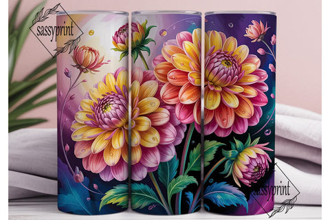 Magical Dahlia 20oz Tumbler Wrap Sublimation sassyprint 