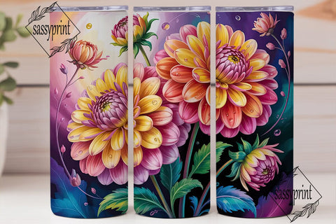 Magical Dahlia 20oz Tumbler Wrap Sublimation sassyprint 