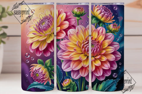 Magical Dahlia 20oz Tumbler Wrap Sublimation sassyprint 