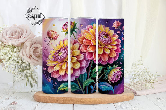 Magical Dahlia 20oz Tumbler Wrap Sublimation sassyprint 