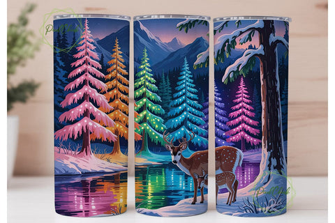 Magical Deer Winter Wonderland Tumbler Sublimation PixelChick 