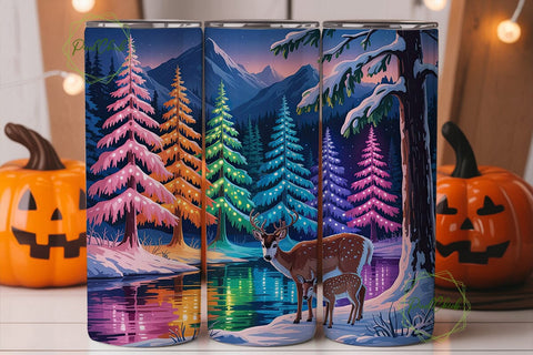 Magical Deer Winter Wonderland Tumbler Sublimation PixelChick 