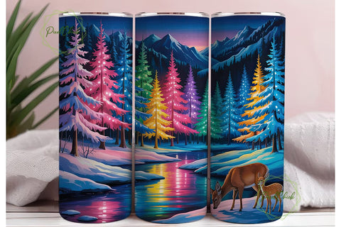 Magical Deer Winter Wonderland Tumbler Sublimation PixelChick 