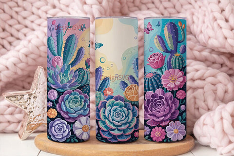Magical Desert Bloom 20oz Tumbler Wrap Sublimation DesignSVG 