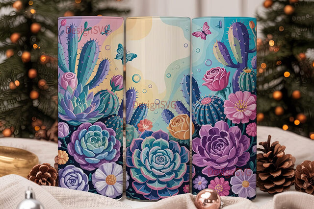 Magical Desert Bloom 20oz Tumbler Wrap Sublimation DesignSVG 