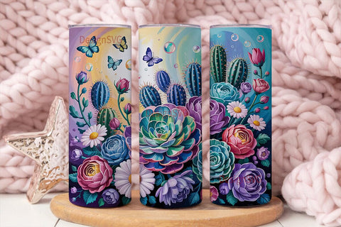 Magical Desert Bloom 20oz Tumbler Wrap Sublimation DesignSVG 