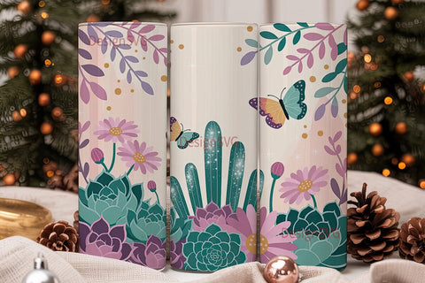 Magical Desert Garden 20oz Tumbler Wrap Sublimation DesignSVG 