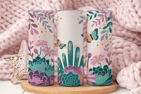 Magical Desert Garden 20oz Tumbler Wrap Sublimation DesignSVG 