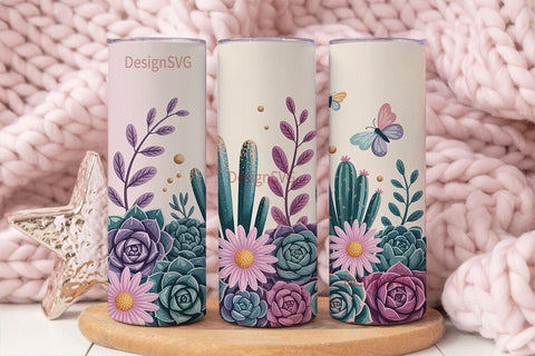 Magical Desert Garden 20oz Tumbler Wrap Sublimation DesignSVG 