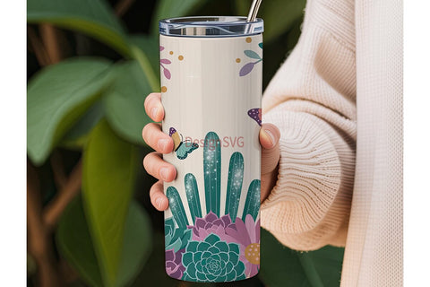 Magical Desert Garden 20oz Tumbler Wrap Sublimation DesignSVG 
