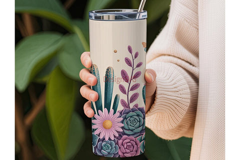Magical Desert Garden 20oz Tumbler Wrap Sublimation DesignSVG 