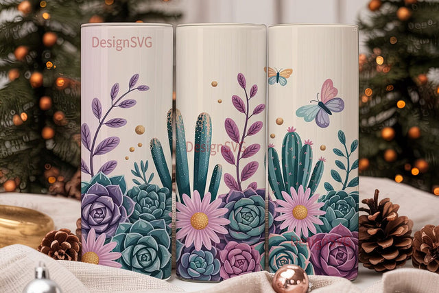 Magical Desert Garden 20oz Tumbler Wrap Sublimation DesignSVG 