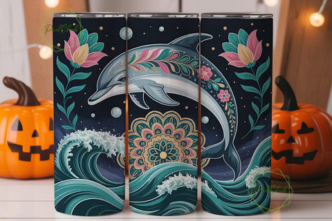 Magical Dolphin 20oz Tumbler Design Sublimation PixelChick 