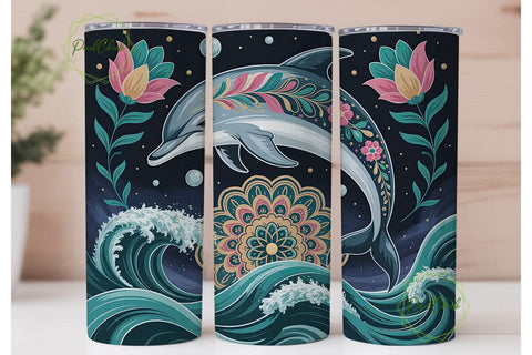 Magical Dolphin 20oz Tumbler Design Sublimation PixelChick 