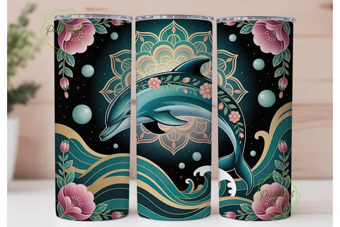 Magical Dolphin 20oz Tumbler Design Sublimation PixelChick 
