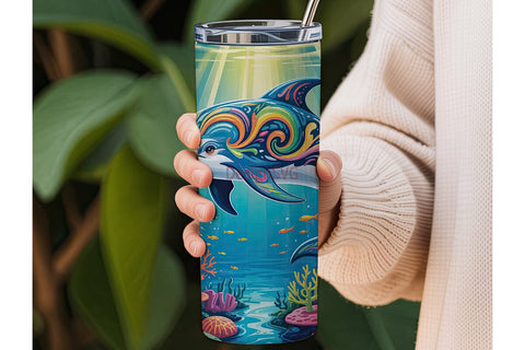 Magical Dolphin 20oz Tumbler Wrap Sublimation DesignSVG 