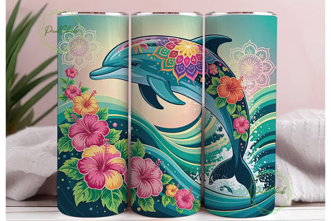 Magical Dolphin 20oz Tumbler Wrap Sublimation PixelChick 