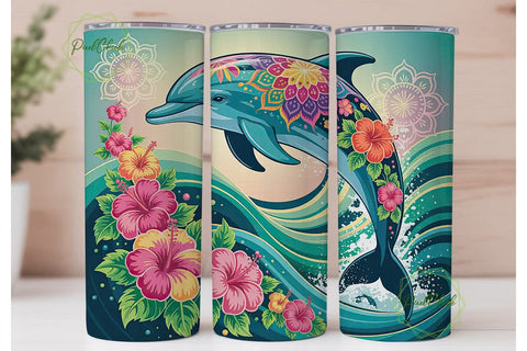 Magical Dolphin 20oz Tumbler Wrap Sublimation PixelChick 