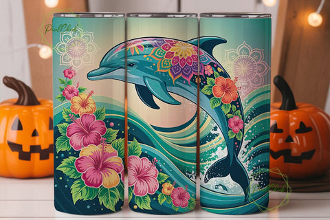 Magical Dolphin 20oz Tumbler Wrap Sublimation PixelChick 