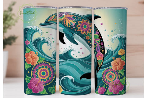 Magical Dolphin 20oz Tumbler Wrap Sublimation PixelChick 