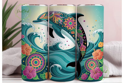 Magical Dolphin 20oz Tumbler Wrap Sublimation PixelChick 