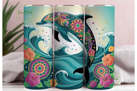 Magical Dolphin 20oz Tumbler Wrap Sublimation PixelChick 