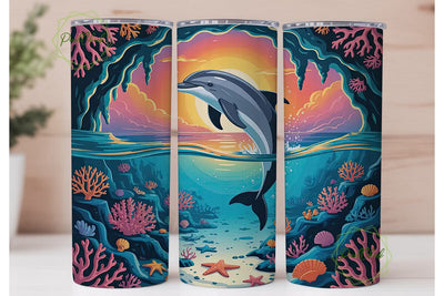 Magical Dolphin Cove 20oz Tumbler Wrap Sublimation PixelChick 
