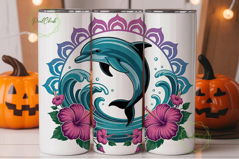 Magical Dolphin Mandala 20oz Tumbler Sublimation PixelChick 