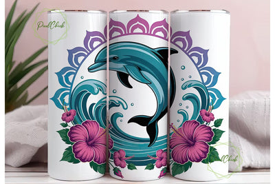 Magical Dolphin Mandala 20oz Tumbler Sublimation PixelChick 