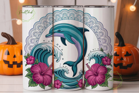 Magical Dolphin Mandala 20oz Tumbler Sublimation PixelChick 