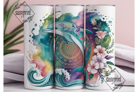 Magical Dolphin Mandala 20oz Tumbler Sublimation sassyprint 