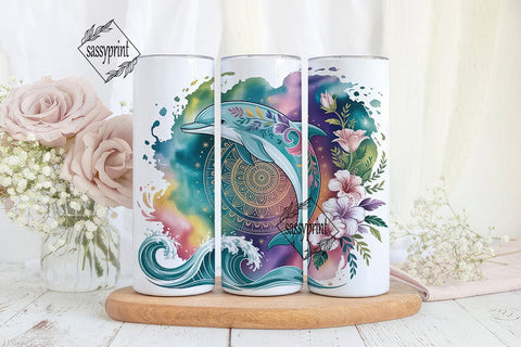 Magical Dolphin Mandala 20oz Tumbler Sublimation sassyprint 