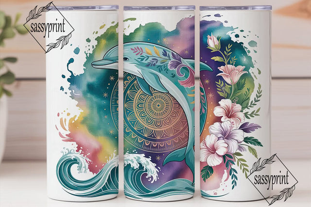 Magical Dolphin Mandala 20oz Tumbler Sublimation sassyprint 