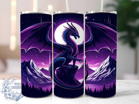 Magical Dragon 20oz Skinny Tumbler PNG, Dragon Tumbler Sublimation Wrap, Straight & Tapered Tumbler Wrap, Instant Digital Download Sublimation ToriDesigns 