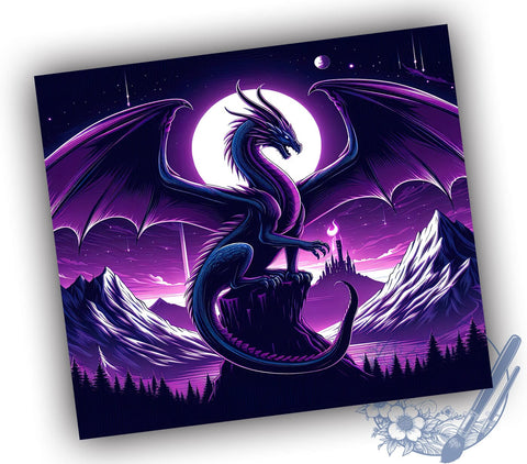 Magical Dragon 20oz Skinny Tumbler PNG, Dragon Tumbler Sublimation Wrap, Straight & Tapered Tumbler Wrap, Instant Digital Download Sublimation ToriDesigns 