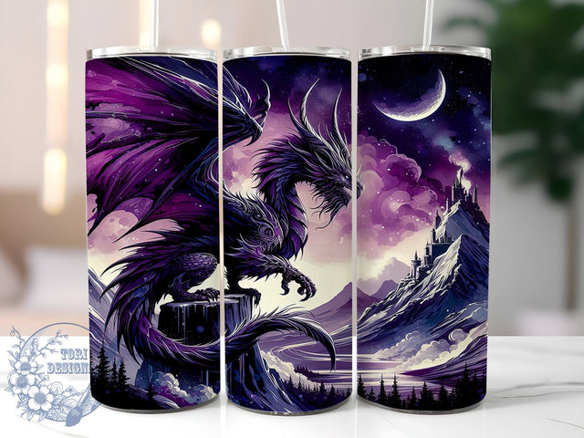 Magical Dragon 20oz Skinny Tumbler PNG, Dragon Tumbler Sublimation Wrap, Straight & Tapered Tumbler Wrap, Instant Digital Download Sublimation ToriDesigns 