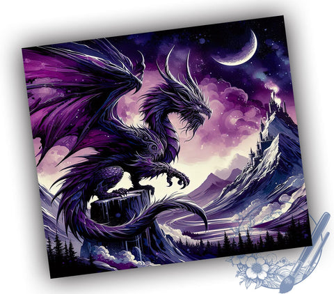 Magical Dragon 20oz Skinny Tumbler PNG, Dragon Tumbler Sublimation Wrap, Straight & Tapered Tumbler Wrap, Instant Digital Download Sublimation ToriDesigns 