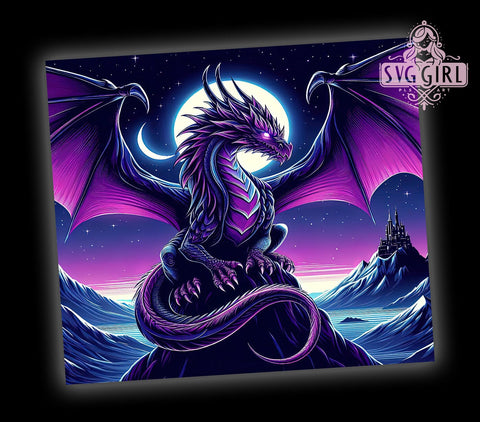 Magical Dragon 20oz Tumbler Wrap Sublimation Design, Straight Tapered Tumbler Wrap, Dragon Tumbler Png, Instant Digital Download Sublimation SvggirlplusArt 