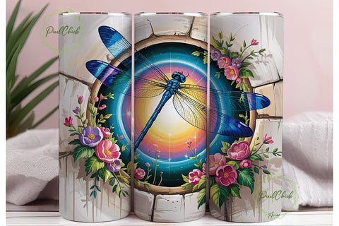 Magical Dragonfly 20oz Tumbler Wrap Sublimation PixelChick 