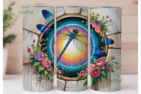Magical Dragonfly 20oz Tumbler Wrap Sublimation PixelChick 