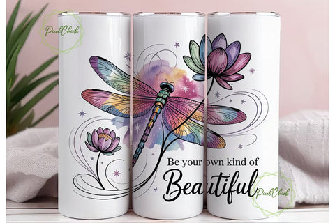 Magical Dragonfly 20oz Tumbler Wrap Sublimation PixelChick 
