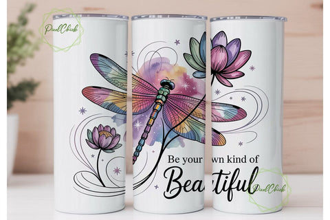 Magical Dragonfly 20oz Tumbler Wrap Sublimation PixelChick 